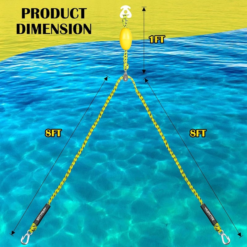 SETYPARY Boat Tow Harness for Tubing, Self Centering Tow Harness for 1-4 Riders Towable Tubes, Floating Boat Tow Rope for Watersports - Image 5